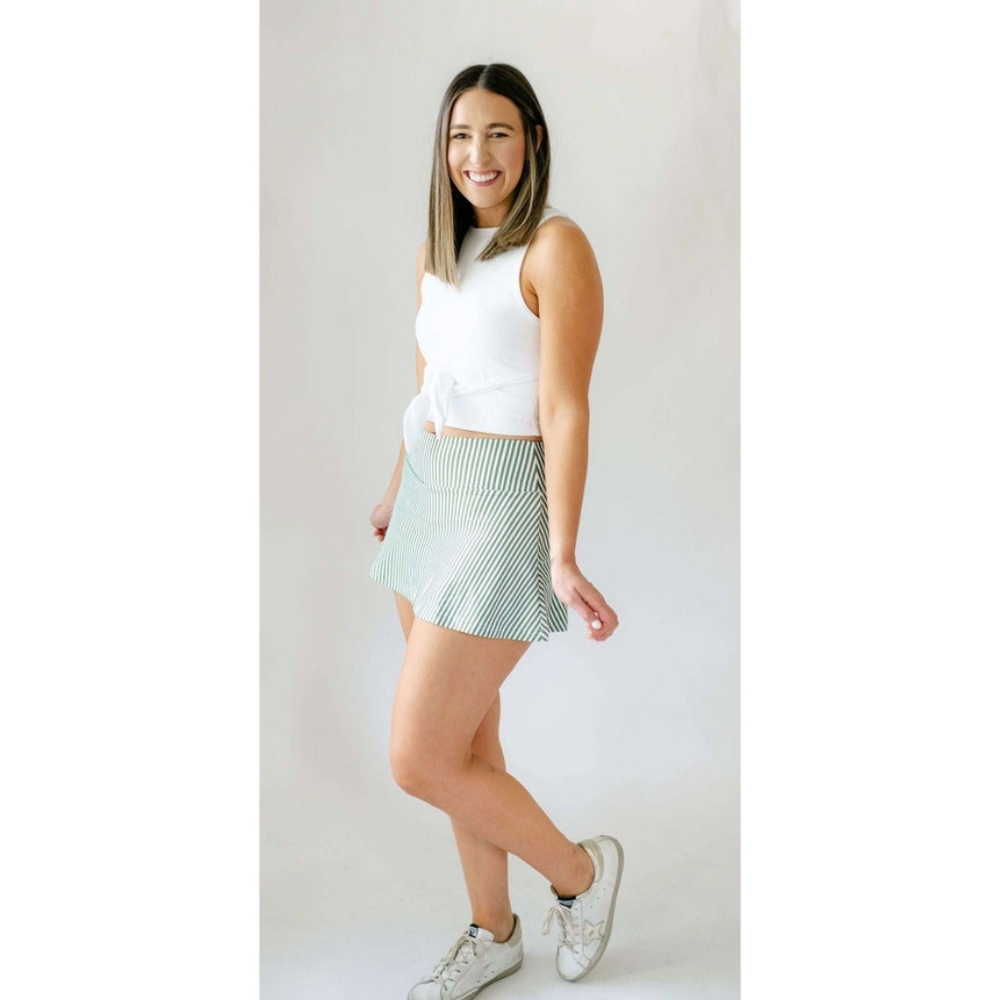 Striped Light Blue/White Women's Skort